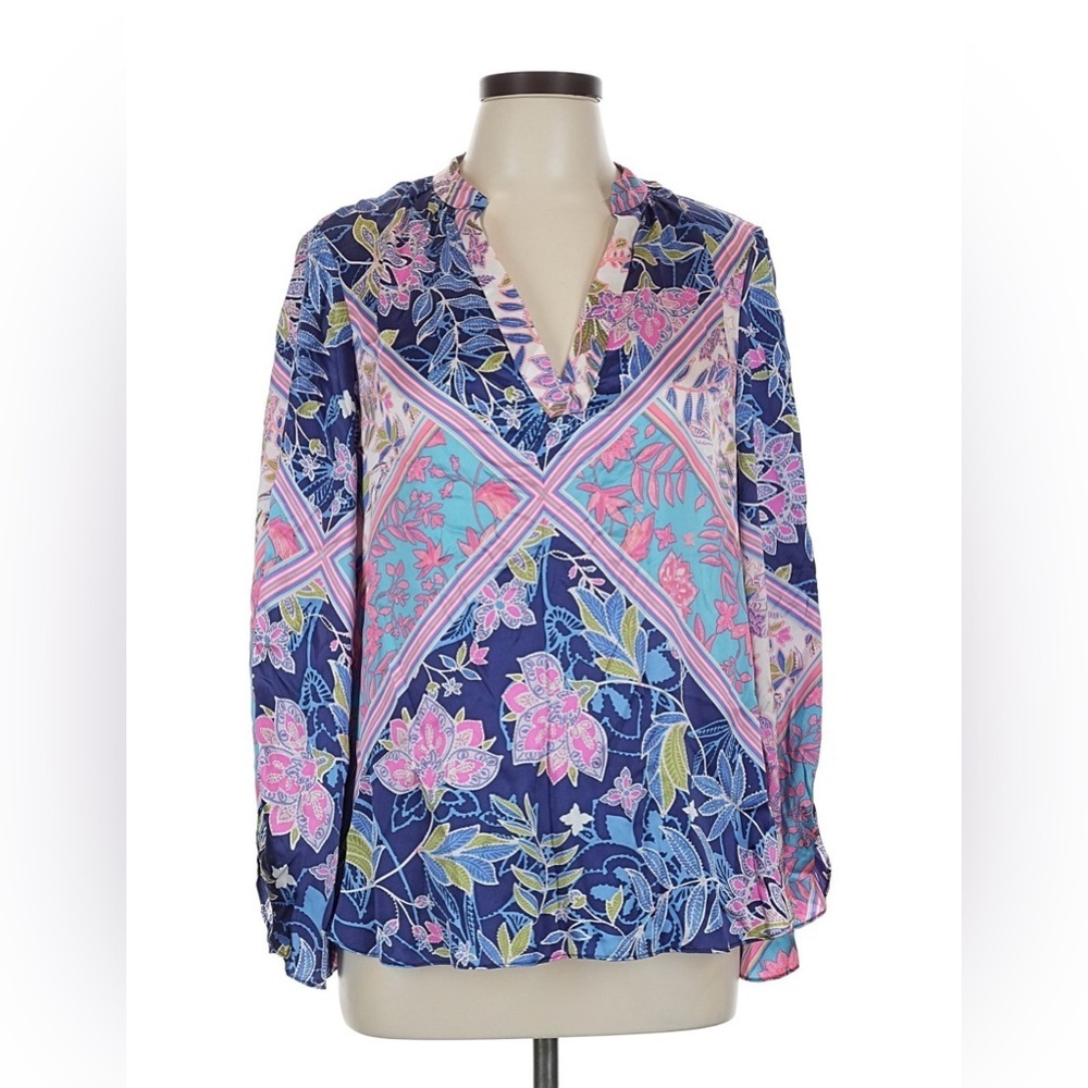 Alice & Trixie Silk Floral Blouse Size L NWT 100% Silk Made in USA